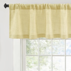 image:imageDriftAway Linen Textured Curtain Valances for Windows Light Filtering 3 Inch Rod Pocket Farmhouse Country Rustic Kitchen Valances for Bedroom Living Room Bathroom 14 inch Length BeigeYellow
