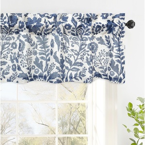 image:imageDriftAway Linen Textured Curtain Valances for Windows Light Filtering 3 Inch Rod Pocket Farmhouse Country Rustic Kitchen Valances for Bedroom Living Room Bathroom 14 inch Length BeigeNavy