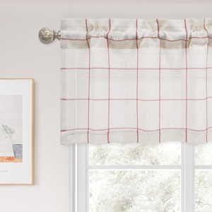 image:imageDriftAway Linen Textured Curtain Valances for Windows Light Filtering 3 Inch Rod Pocket Farmhouse Country Rustic Kitchen Valances for Bedroom Living Room Bathroom 14 inch Length BeigeRed