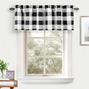 image:imageDriftAway Linen Textured Lined Valances for Windows Buffalo Check Curtain Window Valances Woven Plaid Blackout Thermal Insulated for Kitchen Living Room 1 Pack 52 x 14 TaupeBlack