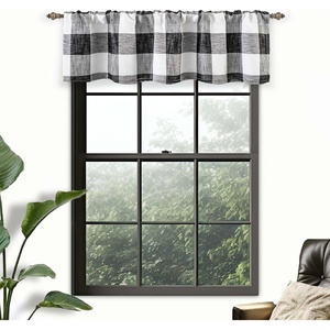 image:imageDriftAway Linen Textured Lined Valances for Windows Buffalo Check Curtain Window Valances Woven Plaid Blackout Thermal Insulated for Kitchen Living Room 1 Pack 52 x 14 TaupeWovenblack