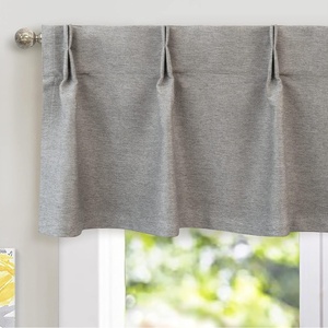 image:imageDriftAway Pinch Pleat Valance for Kitchen Window Blackout Faux Linen Textured Solid Gray Valance for Living Room 16 Inch Farmhouse Linen Curtain Valance Window Treatment Back Tab 52x16 GrayGrey