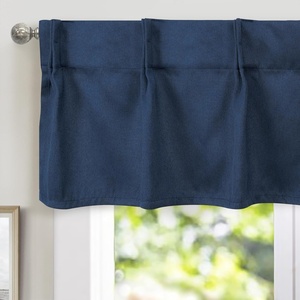 image:imageDriftAway Pinch Pleat Valance for Kitchen Window Blackout Faux Linen Textured Solid Gray Valance for Living Room 16 Inch Farmhouse Linen Curtain Valance Window Treatment Back Tab 52x16 GrayNavy