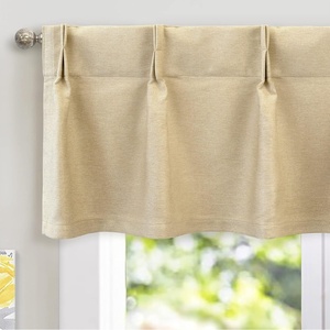 image:imageDriftAway Pinch Pleat Valance for Kitchen Window Blackout Faux Linen Textured Solid Gray Valance for Living Room 16 Inch Farmhouse Linen Curtain Valance Window Treatment Back Tab 52x16 GrayBeige
