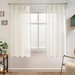 image:imageDriftAway Semi Sheer Scalloped Edge White Coastal Beach Window Curtains for Living Room Bedroom 2 Panels Rod Pocket Each Size 52 Inch by 72 Inch GrayLinen Gray