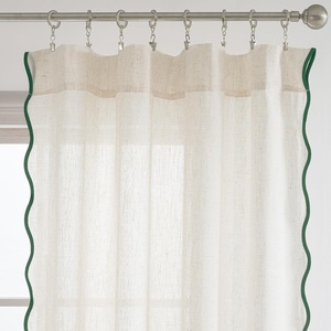 image:imageDriftAway Semi Sheer Scalloped Edge White Coastal Beach Window Curtains for Living Room Bedroom 2 Panels Rod Pocket Each Size 52 Inch by 72 Inch GrayLinen Loden Green