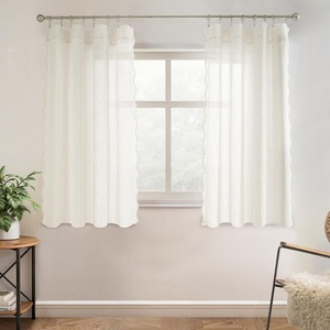 image:imageDriftAway Semi Sheer Scalloped Edge White Coastal Beach Window Curtains for Living Room Bedroom 2 Panels Rod Pocket Each Size 52 Inch by 72 Inch GrayLinen Taupe