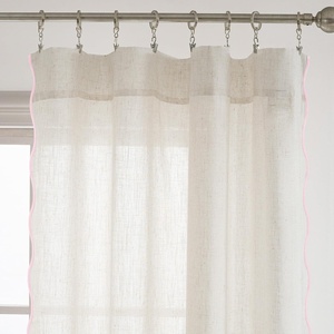image:imageDriftAway Semi Sheer Scalloped Edge White Coastal Beach Window Curtains for Living Room Bedroom 2 Panels Rod Pocket Each Size 52 Inch by 72 Inch GrayLinen Pink