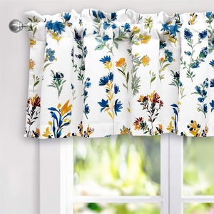 image:imageDriftAway Sylvia Floral Botanical Herbs Watercolor Printed Pattern Lined Blackout Thermal Insulated Window Curtain Valance Rod Pocket Single 52 Inch by 14 Inch Plus 2 Inch Header MultiMulti Color