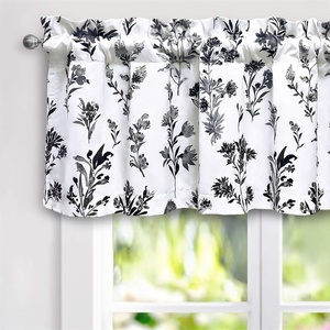 image:imageDriftAway Sylvia Floral Botanical Herbs Watercolor Printed Pattern Lined Blackout Thermal Insulated Window Curtain Valance Rod Pocket Single 52 Inch by 14 Inch Plus 2 Inch Header MultiBlack White