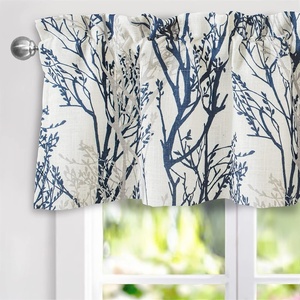 image:imageDriftAway Tree Branch Linen Lined Valance Double Layer Thermal Insulated Room Darkening Blackout Valances 3 Inch Rod Pocket Short Window Valance for Living Room Bathroom 52 Inch by 14 Inch BlueBlue