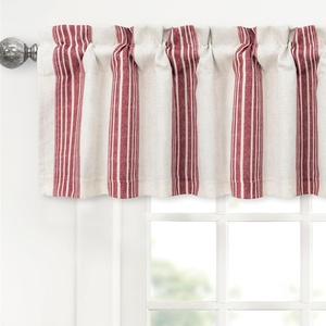 image:imageDriftaway Chris Linen Lined Valance Double Layer Thermal Insulated Room Darkening Blackout Window Valances 3 Inch Rod Pocket Vertical Striped Kitchen Valance for Bathroom 52 by 18 Inch Ivory Dark BlueRed