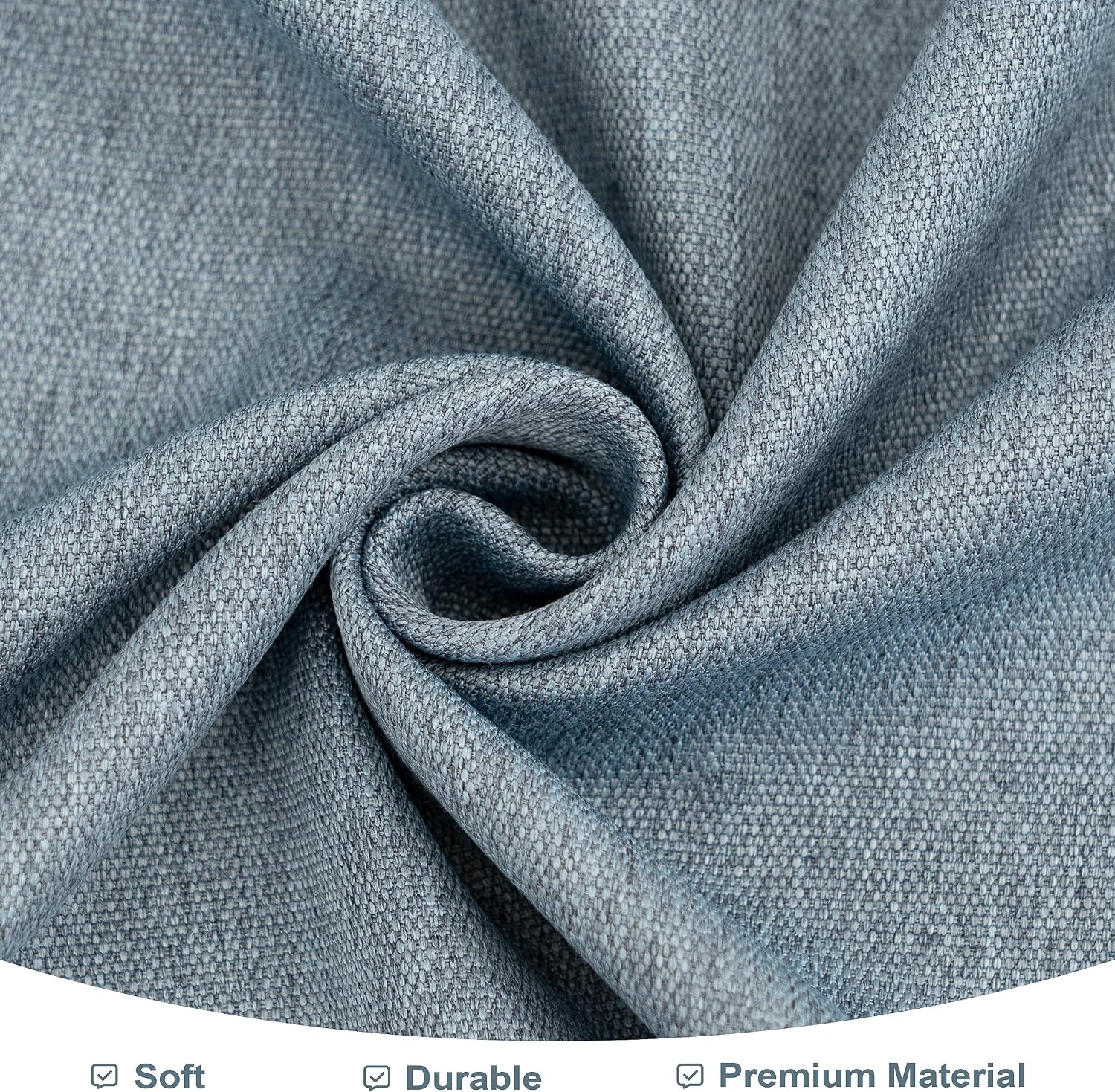 image:imageDriftAway Faux Linen Textured Solid Color Blackout Tie Up Curtain for Kitchen Decorative Adjustable Balloon Rod Pocket Window Linen Curtains for Small Window 42 Inch by 63 Inch Dusty BlueDusty Blue