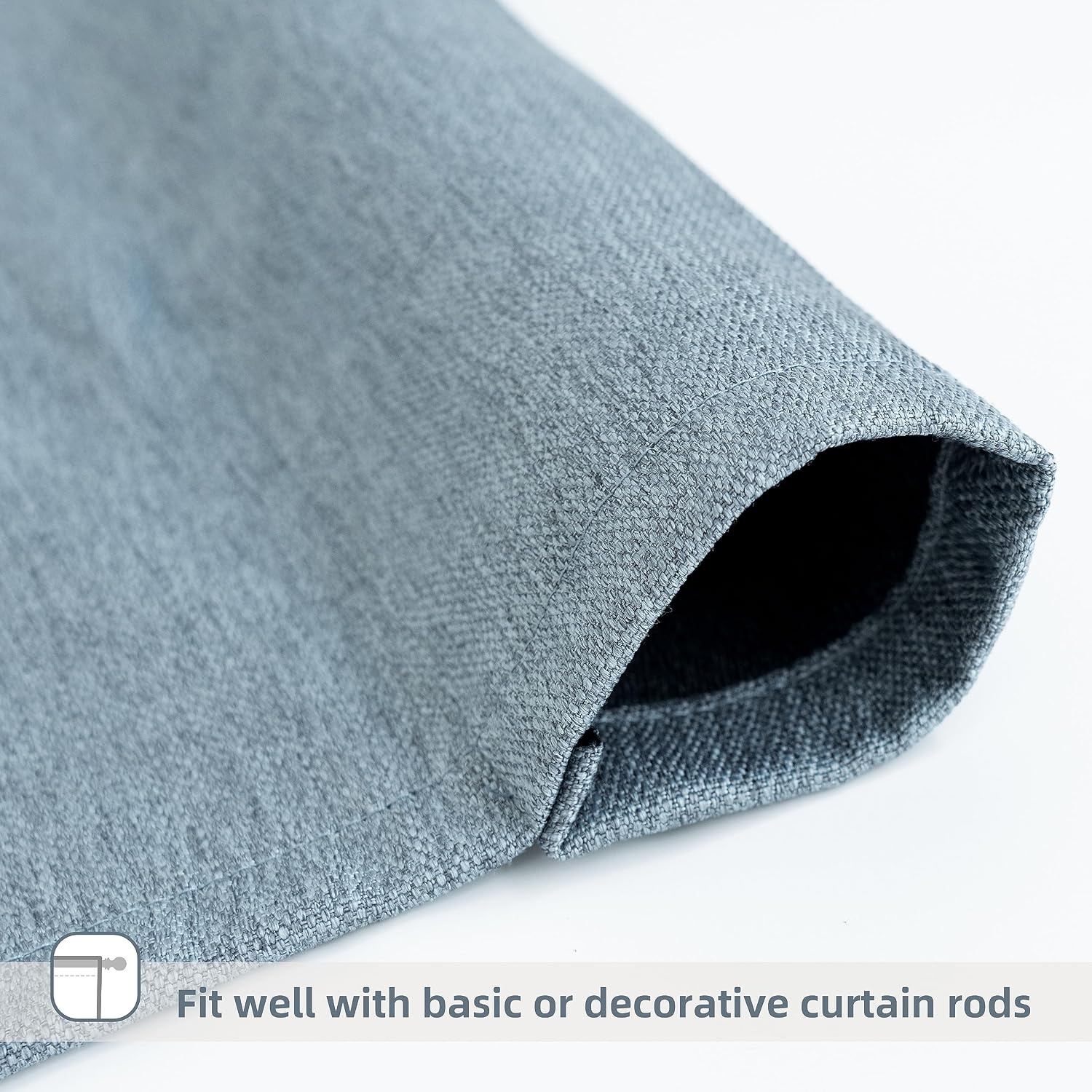 image:imageDriftAway Faux Linen Textured Solid Color Blackout Tie Up Curtain for Kitchen Decorative Adjustable Balloon Rod Pocket Window Linen Curtains for Small Window 42 Inch by 63 Inch Dusty BlueDusty Blue