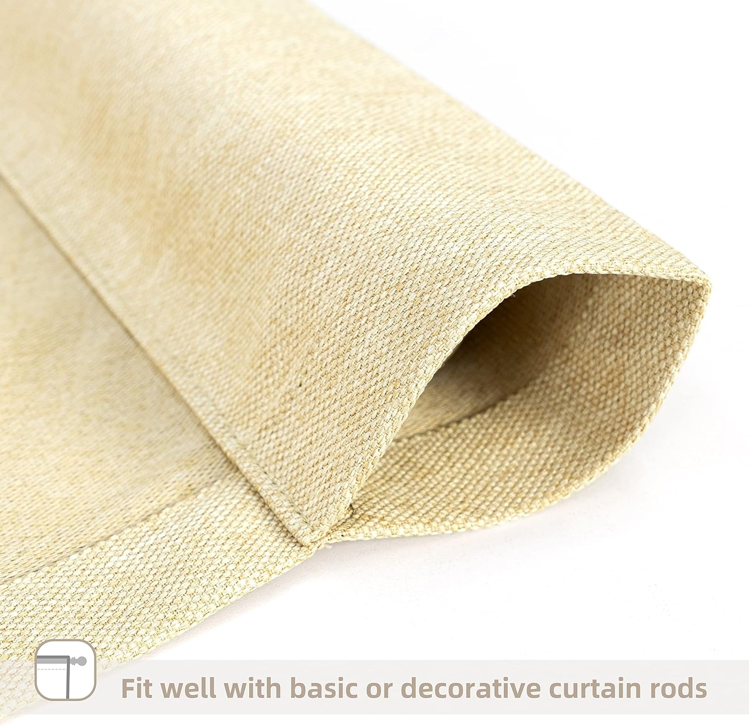 image:imageDriftAway Faux Linen Textured Solid Color Blackout Tie Up Curtain for Kitchen Decorative Adjustable Balloon Rod Pocket Window Linen Curtains for Small Window 42 Inch by 63 Inch Dusty BlueBeige