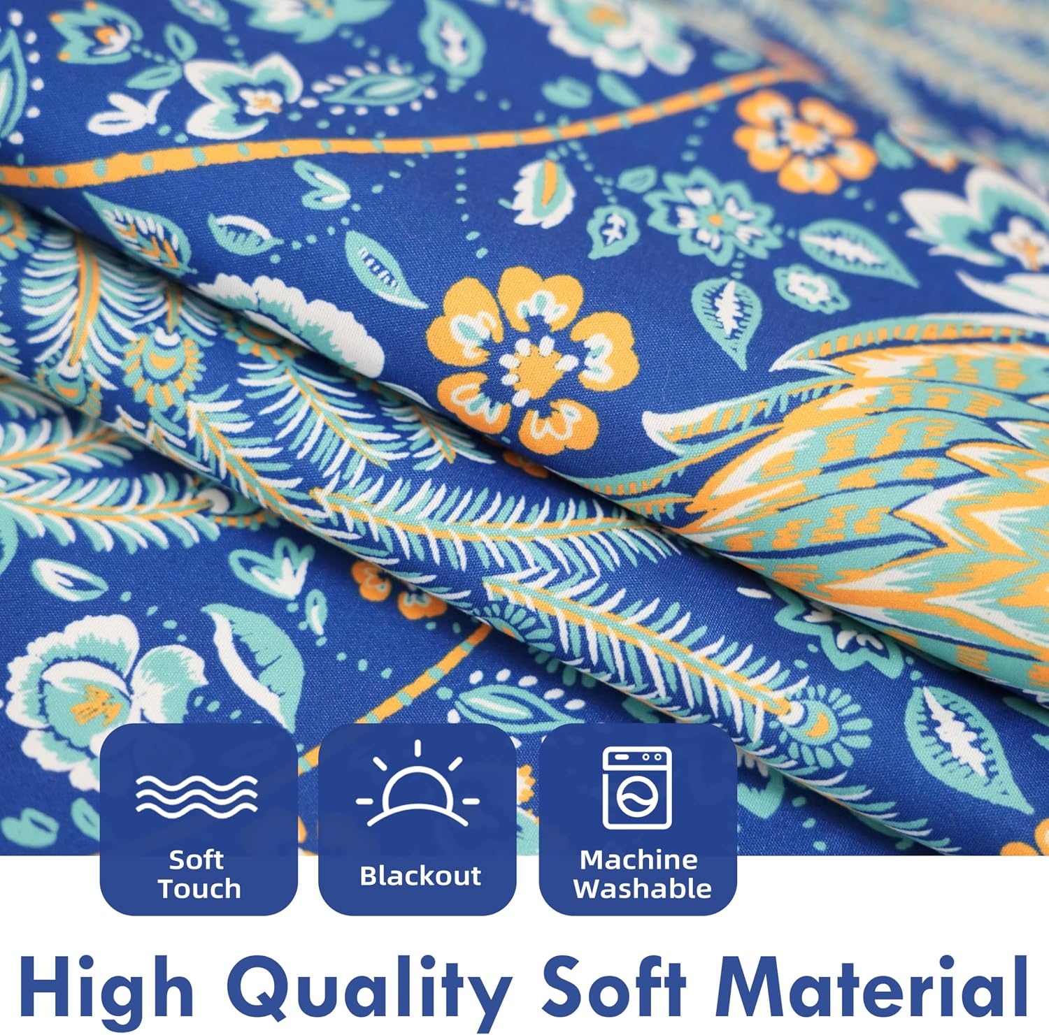 image:imageDriftAway Floral Red Curtains for Bedroom 80 Blackout Thermal Insulated Lined Double Layer Vintage Peacock Printed Pattern Darkening Drapes for Living Room Grommet 2 Panels 52 Inch by 84 Inch RedTeal