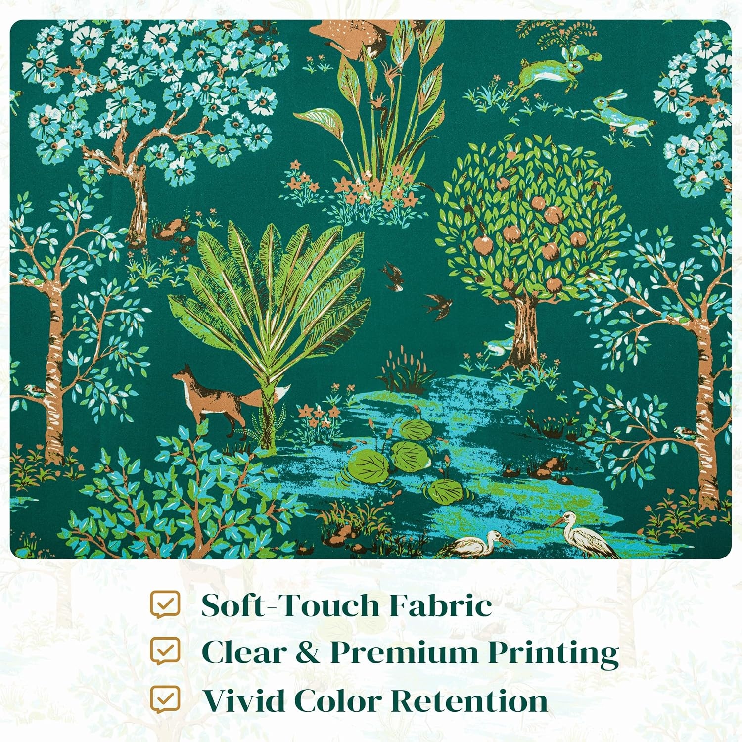 image:imageDriftAway Floral Red Curtains for Bedroom 80 Blackout Thermal Insulated Lined Double Layer Vintage Peacock Printed Pattern Darkening Drapes for Living Room Grommet 2 Panels 52 Inch by 84 Inch RedEmerald Green