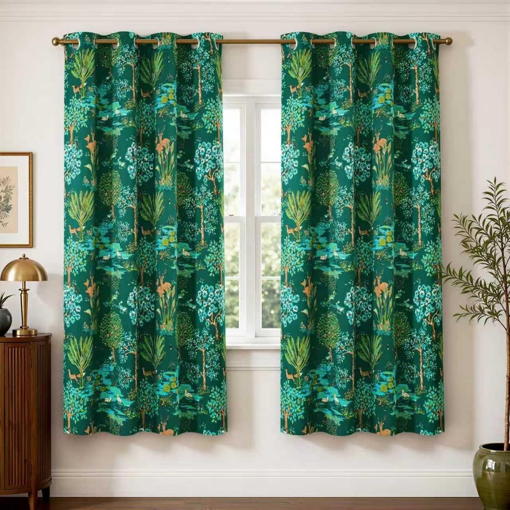 image:imageDriftAway Floral Red Curtains for Bedroom 80 Blackout Thermal Insulated Lined Double Layer Vintage Peacock Printed Pattern Darkening Drapes for Living Room Grommet 2 Panels 52 Inch by 84 Inch RedEmerald Green