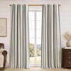 image:imageDriftAway 100 Blackout Farmhouse Linen Chenille Stripe Drapes Loden GreenBlack