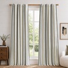image:imageDriftAway 100 Blackout Farmhouse Linen Chenille Stripe Drapes Loden GreenBlack