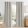 image:imageDriftAway 100 Blackout Farmhouse Linen Chenille Stripe Drapes Loden GreenBlack