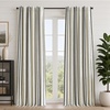 image:imageDriftAway 100 Blackout Farmhouse Linen Chenille Stripe Drapes Loden GreenBlack