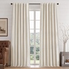 image:imageDriftAway 100 Blackout Farmhouse Linen Chenille Stripe Drapes Loden GreenCamel Beige