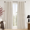 image:imageDriftAway 100 Blackout Farmhouse Linen Chenille Stripe Drapes Loden GreenCamel Beige
