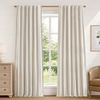 image:imageDriftAway 100 Blackout Farmhouse Linen Chenille Stripe Drapes Loden GreenCamel Beige