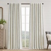 image:imageDriftAway 100 Blackout Farmhouse Linen Chenille Stripe Drapes Loden GreenGrey
