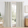 image:imageDriftAway 100 Blackout Farmhouse Linen Chenille Stripe Drapes Loden GreenGrey