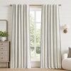 image:imageDriftAway 100 Blackout Farmhouse Linen Chenille Stripe Drapes Loden GreenGrey