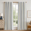 image:imageDriftAway 100 Blackout Farmhouse Linen Chenille Stripe Drapes Loden GreenNavy