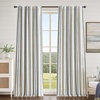 image:imageDriftAway 100 Blackout Farmhouse Linen Chenille Stripe Drapes Loden GreenNavy