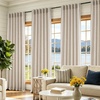 image:imageDriftAway 100 Blackout Linen Hygge Striped Curtains Double Layer Farmhouse Drapes 84 Inches Long for Living Room Bedroom Yarn Dyed Woven Thermal Insulated Rod Pocket Back Tab 2 Panels BeigeWhiteTicking Stripebeige