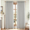image:imageDriftAway 100 Blackout Linen Hygge Striped Curtains Double Layer Farmhouse Drapes 84 Inches Long for Living Room Bedroom Yarn Dyed Woven Thermal Insulated Rod Pocket Back Tab 2 Panels BeigeWhiteTicking Stripegray