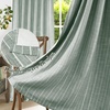 image:imageDriftAway 100 Blackout Linen Hygge Striped Curtains Double Layer Farmhouse Drapes 84 Inches Long for Living Room Bedroom Yarn Dyed Woven Thermal Insulated Rod Pocket Back Tab 2 Panels BeigeWhiteHygge Striploden Green
