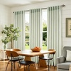 image:imageDriftAway 100 Blackout Linen Hygge Striped Curtains Double Layer Farmhouse Drapes 84 Inches Long for Living Room Bedroom Yarn Dyed Woven Thermal Insulated Rod Pocket Back Tab 2 Panels BeigeWhiteTicking Stripeloden Green