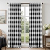 image:imageDriftAway 100 Blackout Plaid Curtains Buffalo Check 84 Inches TaupeBlack