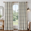 image:imageDriftAway 100 Blackout Plaid Linen Chenille Curtains 84 Inches Loden GreenBlack