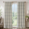 image:imageDriftAway 100 Blackout Plaid Linen Chenille Curtains 84 Inches Loden GreenBlack