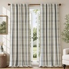 image:imageDriftAway 100 Blackout Plaid Linen Chenille Curtains 84 Inches Loden GreenBlack
