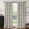 image:imageDriftAway 100 Blackout Plaid Linen Chenille Curtains 84 Inches Loden GreenBlack