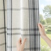 image:imageDriftAway 100 Blackout Plaid Linen Chenille Curtains 84 Inches Loden GreenGrey