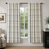 image:imageDriftAway 100 Blackout Plaid Linen Chenille Curtains 84 Inches Loden GreenGrey