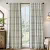 image:imageDriftAway 100 Blackout Plaid Linen Chenille Curtains 84 Inches Loden GreenLoden Green