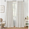 image:imageDriftAway 100 Blackout Plaid Linen Curtains 84 Inches Long 2 Panels BlackGrey
