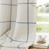 image:imageDriftAway 100 Blackout Plaid Linen Curtains 84 Inches Long 2 Panels BlackNavy Blue