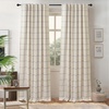 image:imageDriftAway 100 Blackout Plaid Linen Curtains 84 Inches Long 2 Panels BlackNavy Blue