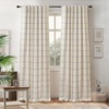 image:imageDriftAway 100 Blackout Plaid Linen Curtains 84 Inches Long 2 Panels BlackNavy Blue